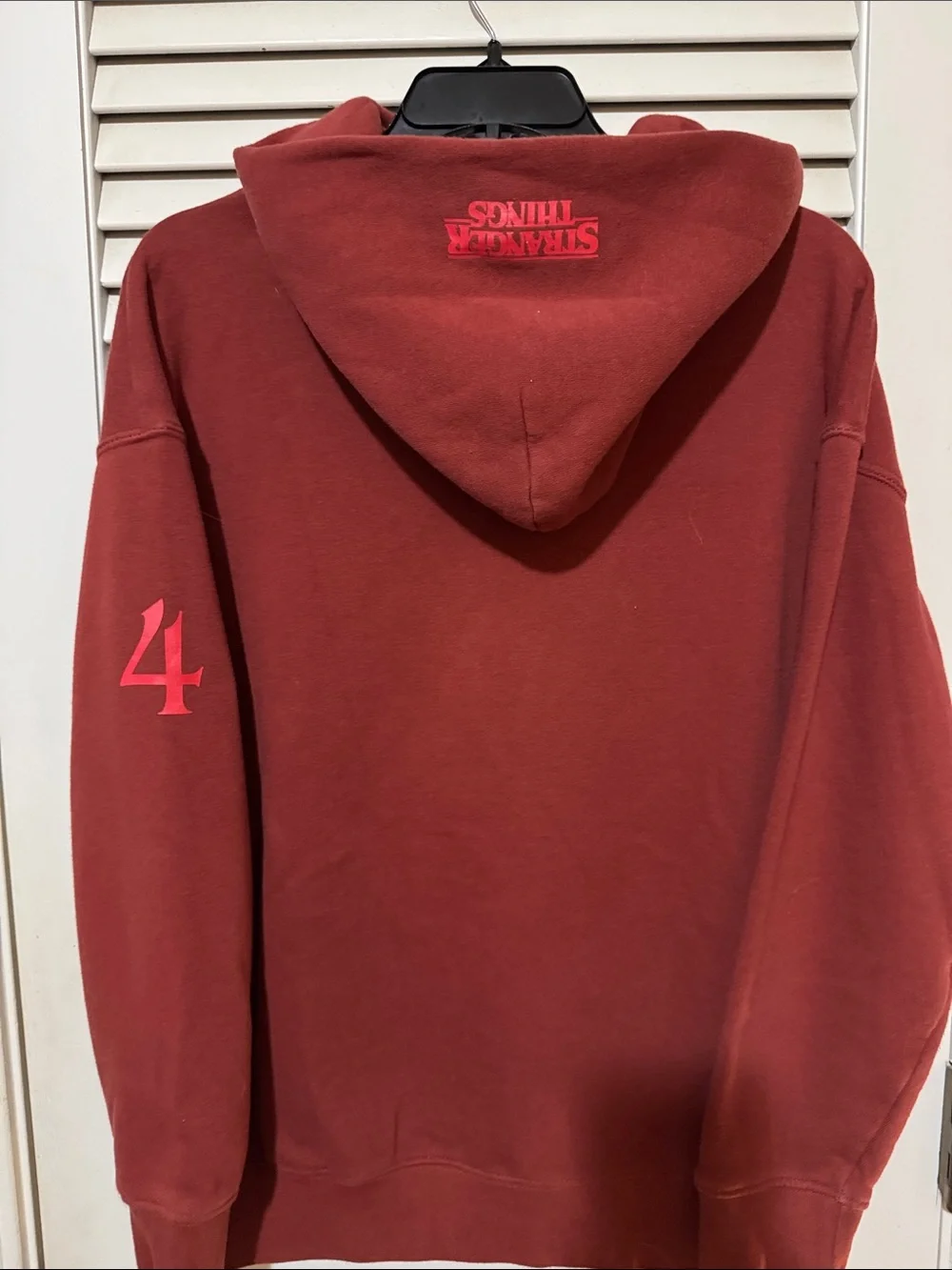 GAP Red Stranger Things Logo Hoodie with White Graphic